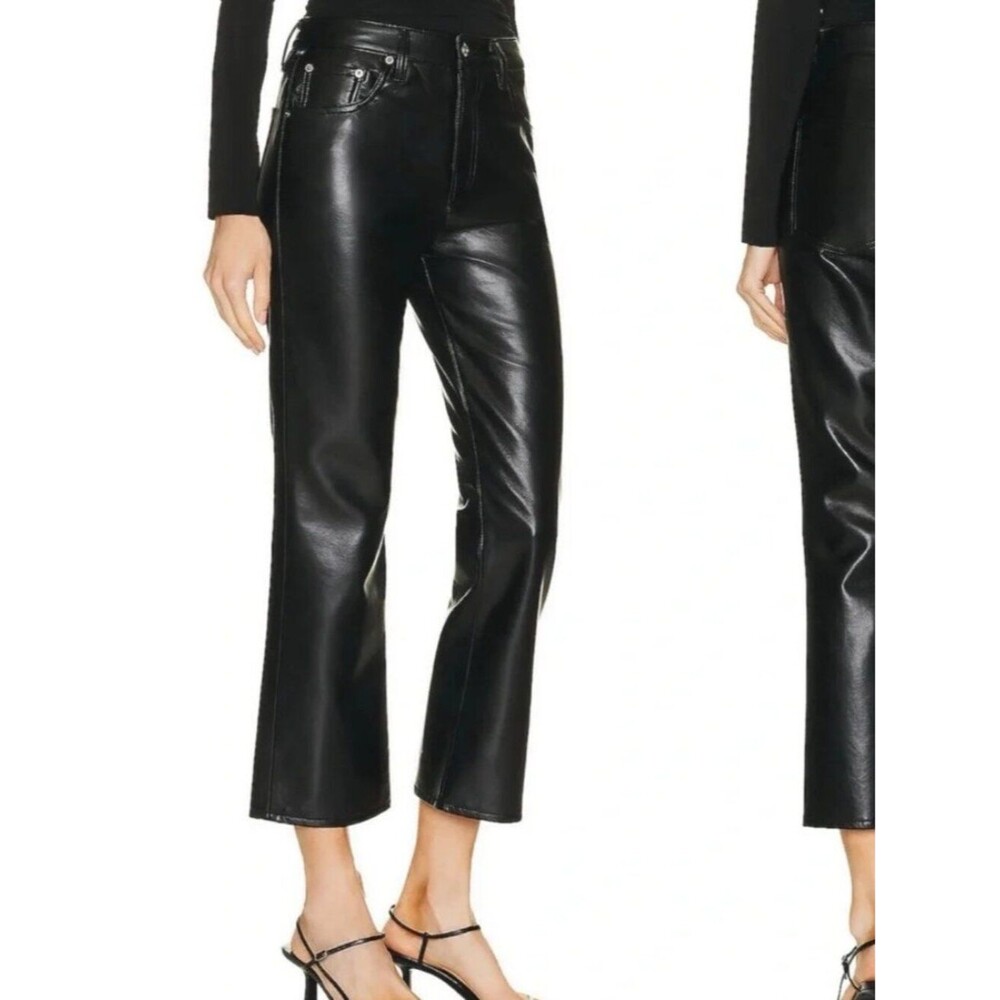 Citizens of Humanity Isola Cropped Recycled Leather Boot Pants Black Size 26